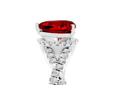 White gold Heart Cut Ruby Halo Twist Band Solitaire Prong Setting Ring_5