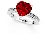 White gold Heart Cut Ruby Milgrain Pavé Engagement Ring with Four-Prong Setting_13