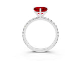 White gold Heart Cut Ruby Pavé Solitaire Ring with Round Band and Prong Setting_39