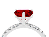 White gold Heart Cut Ruby Pavé Solitaire Ring with Round Band and Prong Setting_40