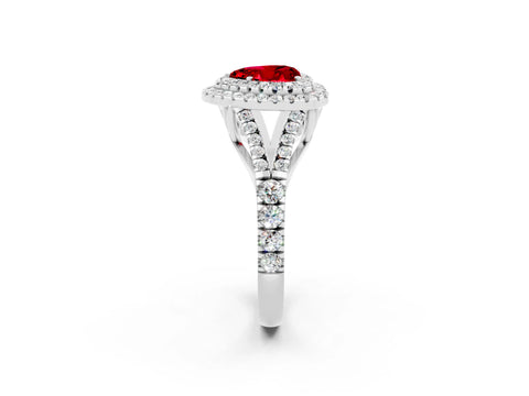 White gold Heart Cut Ruby Pavé Split Shank Double Halo Engagement Ring_2