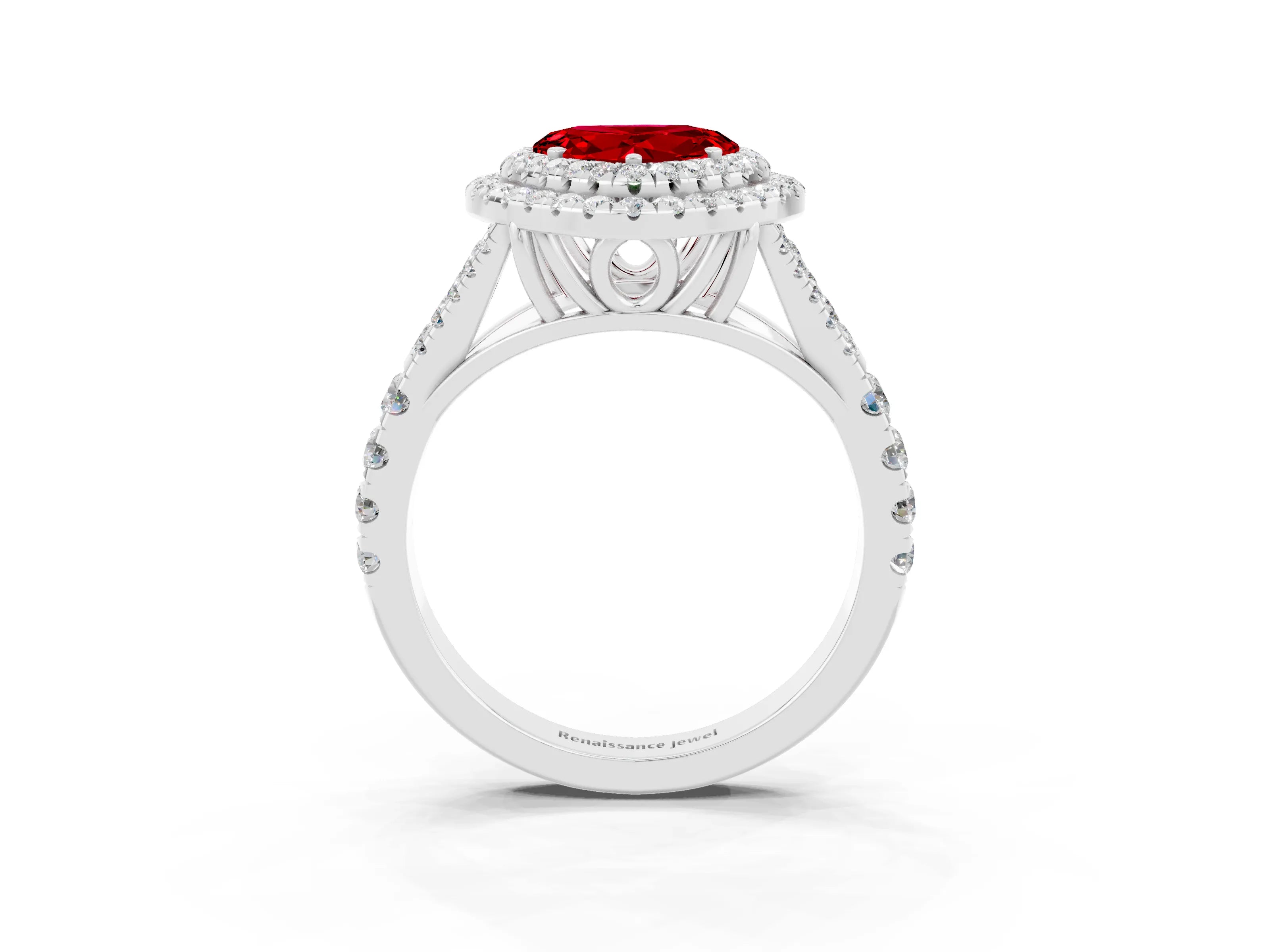 White gold Heart Cut Ruby Pavé Split Shank Double Halo Engagement Ring_3