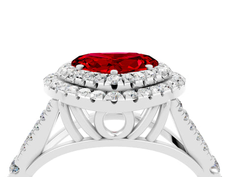 White gold Heart Cut Ruby Pavé Split Shank Double Halo Engagement Ring_4