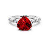 White gold Heart Cut Ruby Pave Band Solitaire Ring with Four-Prong Setting_24