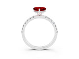 White gold Heart Cut Ruby Pave Band Solitaire Ring with Four-Prong Setting_27
