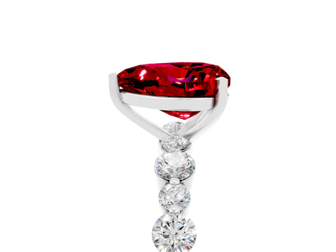 White gold Heart Cut Ruby Prong Set Engagement Ring with Pavé Band_5