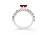 White gold Heart Cut Ruby Prong Setting with Side Stones on a Pave Band_3
