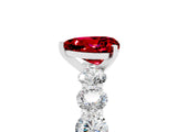 White gold Heart Cut Ruby Prong Setting with Side Stones on a Pave Band_5