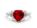 White gold Heart Cut Ruby Ring with Side Stones and Four-Prong Setting_36