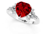 White gold Heart Cut Ruby Ring with Side Stones and Four-Prong Setting_37