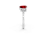 White gold Heart Cut Ruby Ring with Side Stones and Four-Prong Setting_38