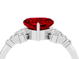 White gold Heart Cut Ruby Ring with Side Stones and Four-Prong Setting_40