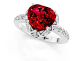 White gold Heart Cut Ruby Scalloped Halo Engagement Ring with Round Shared Prong Band_25