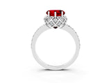White gold Heart Cut Ruby Scalloped Halo Engagement Ring with Round Shared Prong Band_27