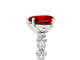White gold Heart Cut Ruby Side Stone Solitaire Ring with Round  and Four-Prong Setting_53