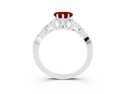 White gold Heart Cut Ruby Solitaire Celtic Knot Ring with Four-Prong Setting_15