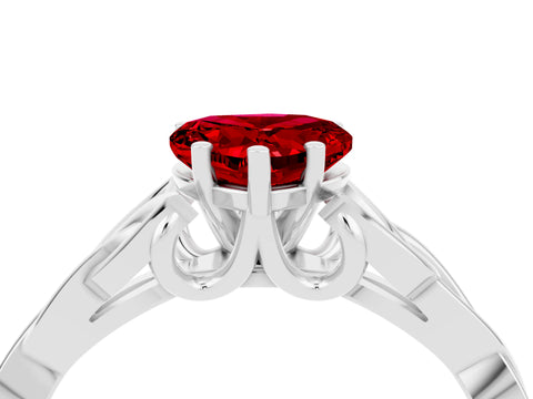 White gold Heart Cut Ruby Solitaire Celtic Knot Ring with Four-Prong Setting_16