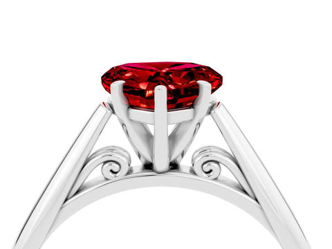 White gold Heart Cut Ruby Solitaire Engagement Ring with Cathedral Setting and Four-Prong Mount_52
