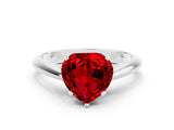 White gold Heart Cut Ruby Solitaire Engagement Ring with Cathedral Setting and Four-Prong Mount_96