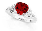 White gold Heart Cut Ruby Solitaire Engagement Ring with Celtic Knot Band and Four-Prong Setting_1