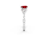 White gold Heart Cut Ruby Solitaire Engagement Ring with Celtic Knot Band and Four-Prong Setting_2