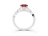 White gold Heart Cut Ruby Solitaire Engagement Ring with Celtic Knot Band and Four-Prong Setting_3