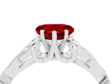 White gold Heart Cut Ruby Solitaire Engagement Ring with Celtic Knot Band and Four-Prong Setting_4
