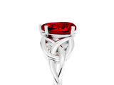 White gold Heart Cut Ruby Solitaire Engagement Ring with Celtic Knot Band and Four-Prong Setting_5