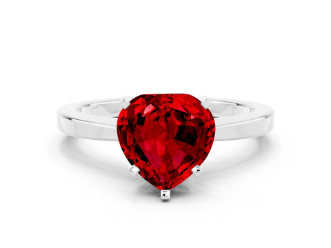 White gold Heart Cut Ruby Solitaire Engagement Ring with Classic Band and Four-Prong Setting_24