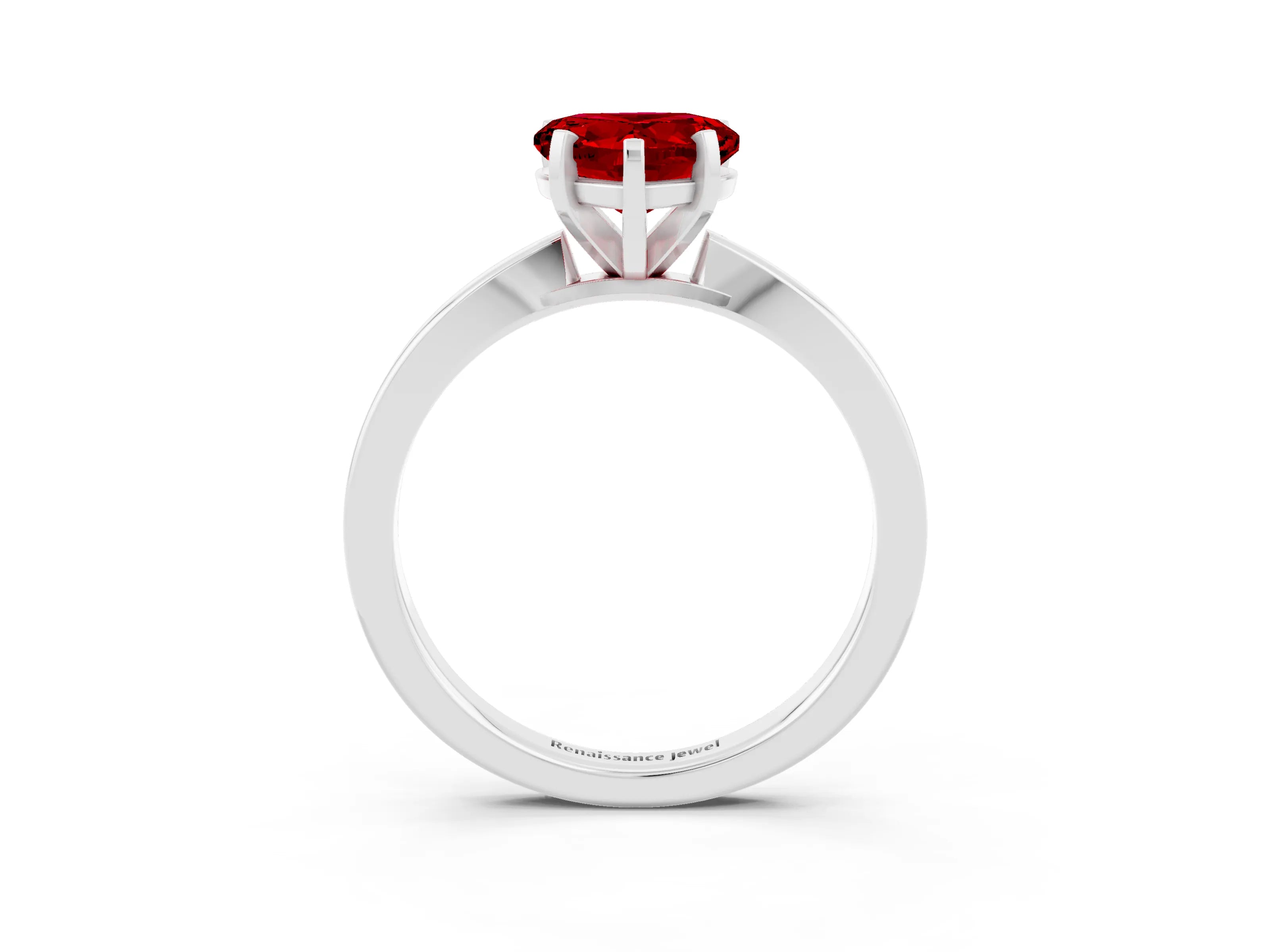 White gold Heart Cut Ruby Solitaire Engagement Ring with Classic Band and Four-Prong Setting_27