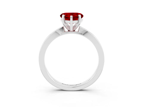 White gold Heart Cut Ruby Solitaire Engagement Ring with Classic Band and Four-Prong Setting_27