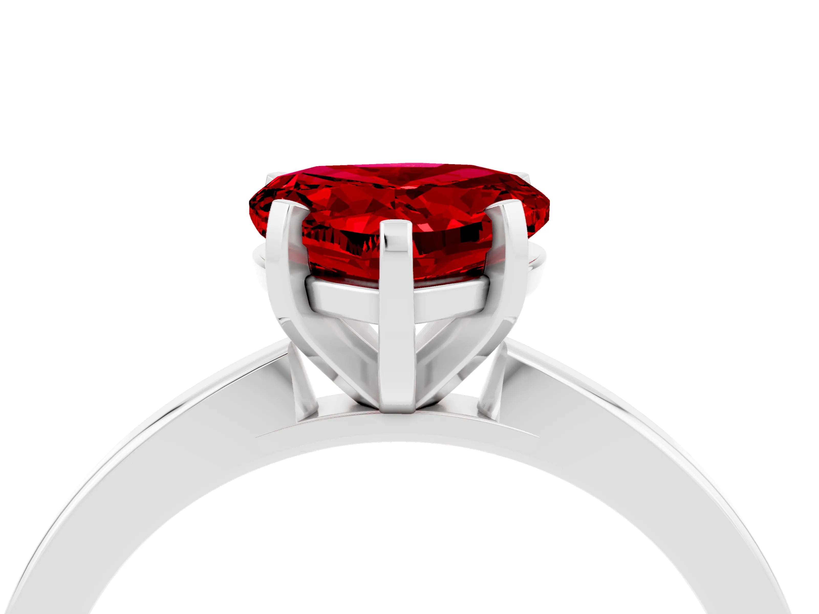 White gold Heart Cut Ruby Solitaire Engagement Ring with Classic Band and Four-Prong Setting_28