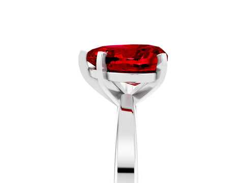 White gold Heart Cut Ruby Solitaire Engagement Ring with Classic Band and Four-Prong Setting_29