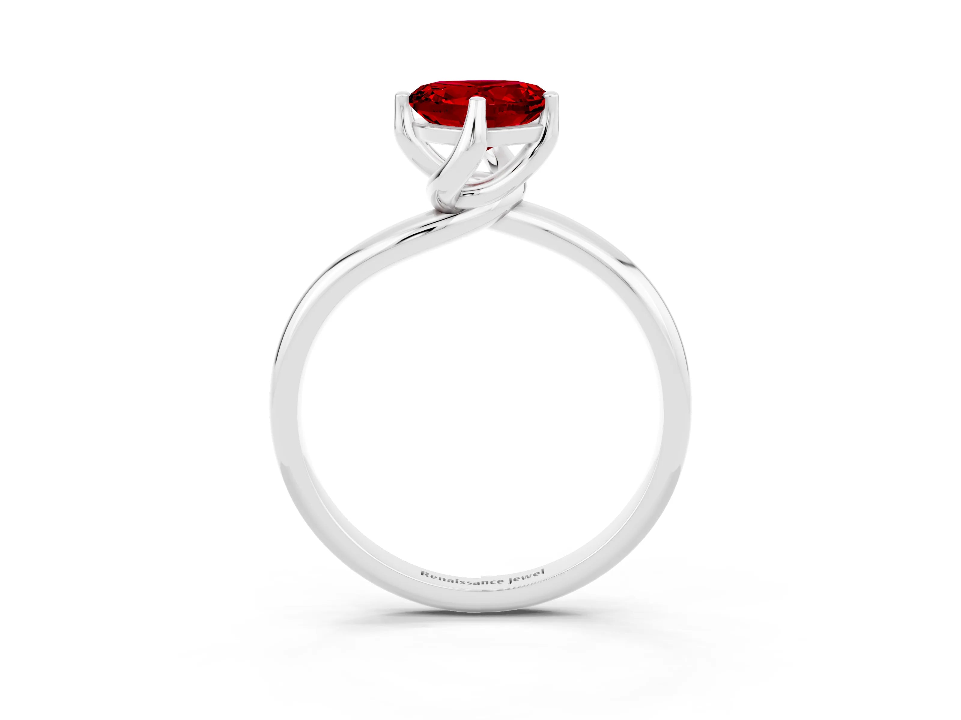 White gold Heart Cut Ruby Solitaire Engagement Ring with Four-Prong Setting and Classic Band_15