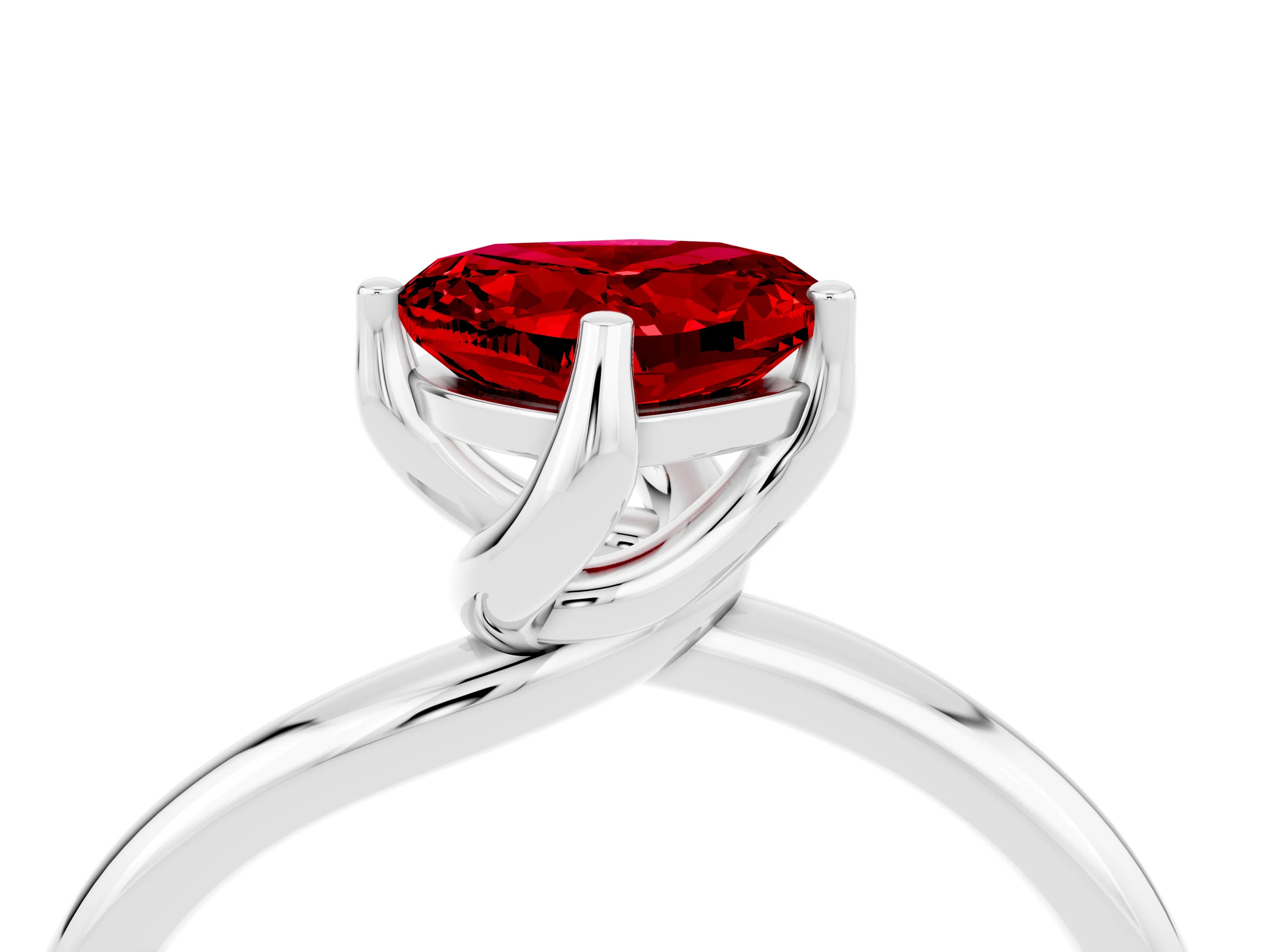 White gold Heart Cut Ruby Solitaire Engagement Ring with Four-Prong Setting and Classic Band_16