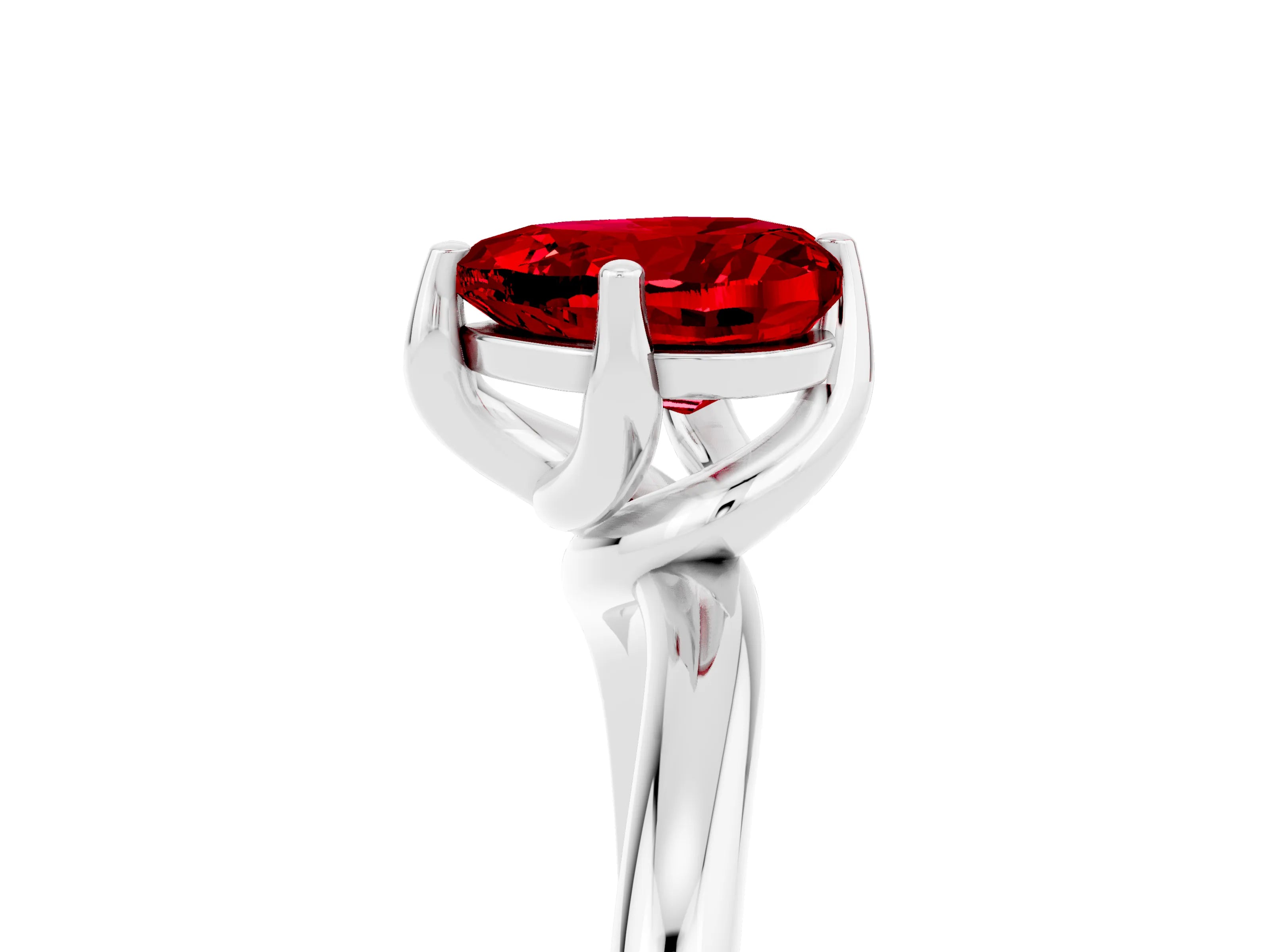 White gold Heart Cut Ruby Solitaire Engagement Ring with Four-Prong Setting and Classic Band_17