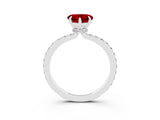White gold Heart Cut Ruby Solitaire Engagement Ring with Pavé Band and Four-Prong Setting_3