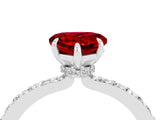 White gold Heart Cut Ruby Solitaire Engagement Ring with Pavé Band and Four-Prong Setting_4