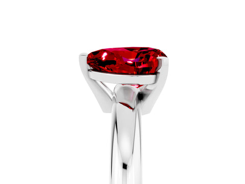 White gold Heart Cut Ruby Solitaire Engagement Ring with Round Band and Four-Prong Setting_5