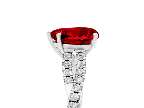 White gold Heart Cut Ruby Solitaire Engagement Ring with Twisted Pavé Band and Four-Prong Setting_17