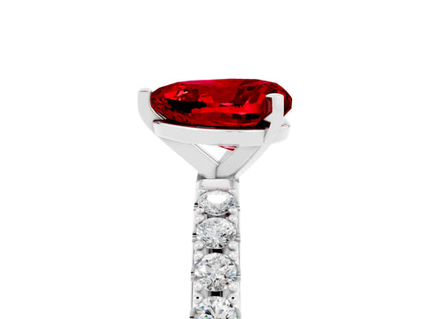 White gold Heart Cut Ruby Solitaire Pavé Band with Four-Prong Setting_5
