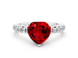 White gold Heart Cut Ruby Solitaire Pavé Engagement Ring with Round Band and Prong Setting_12