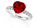 White gold Heart Cut Ruby Solitaire Pavé Engagement Ring with Round Band and Prong Setting_13