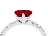White gold Heart Cut Ruby Solitaire Pavé Engagement Ring with Round Band and Prong Setting_16
