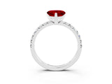 White gold Heart Cut Ruby Solitaire Pavé Engagement Ring with Round Band and Prong Setting_16