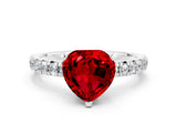 White gold Heart Cut Ruby Solitaire Pavé Engagement Ring with Round Band and Prong Setting_72