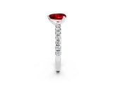 White gold Heart Cut Ruby Solitaire Pavé Engagement Ring with Round Band and Prong Setting_74