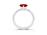 White gold Heart Cut Ruby Solitaire Pavé Engagement Ring with Round Band and Prong Setting_75