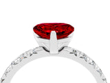 White gold Heart Cut Ruby Solitaire Pavé Engagement Ring with Round Band and Prong Setting_76