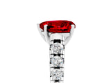 White gold Heart Cut Ruby Solitaire Ring with Cathedral Setting and Pavé Band_5